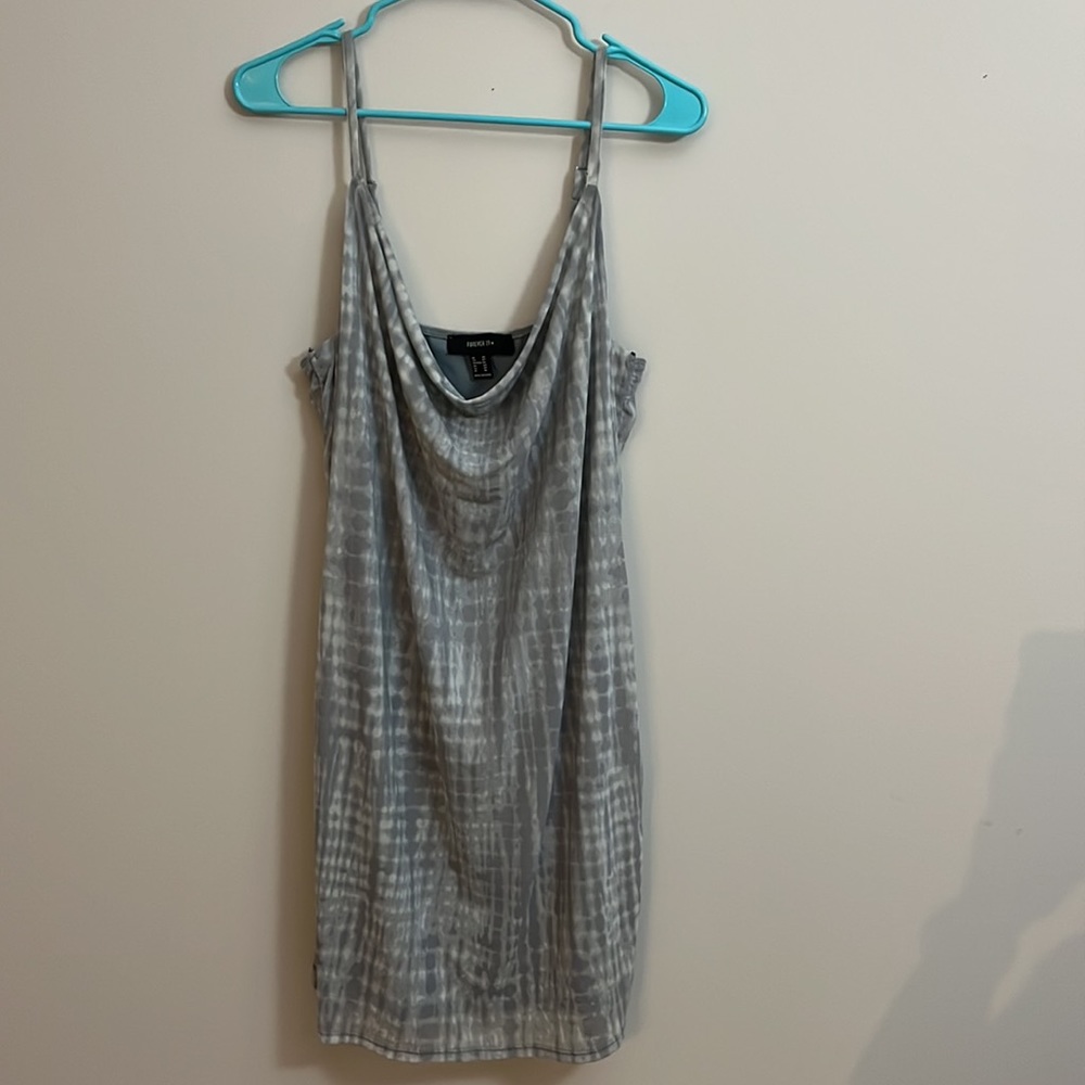 Cute mini dress with solid body con under shear material